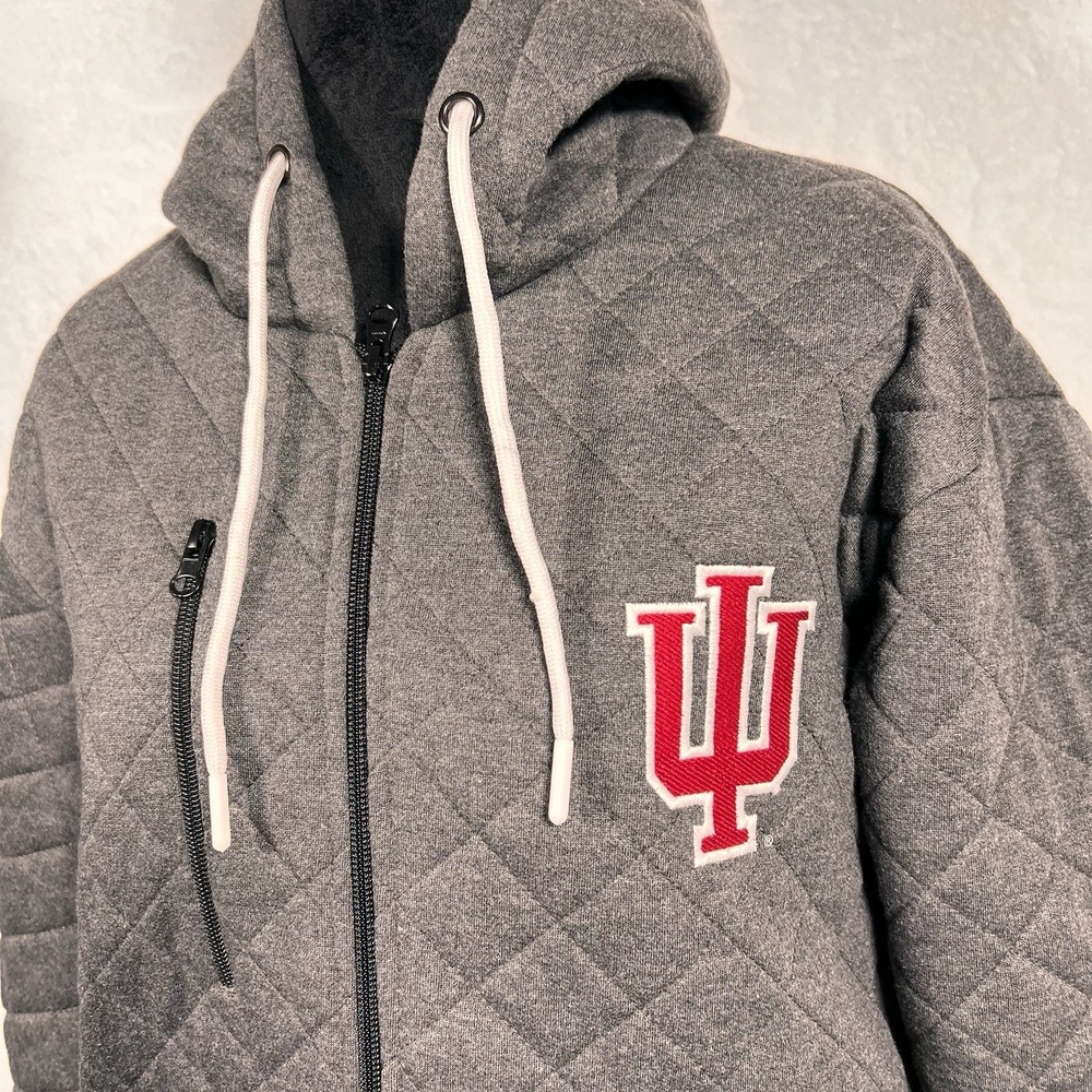 Franchise Club Mens Quilted Varsity Jacket‎ IU Indiana University Large Hood Zip
